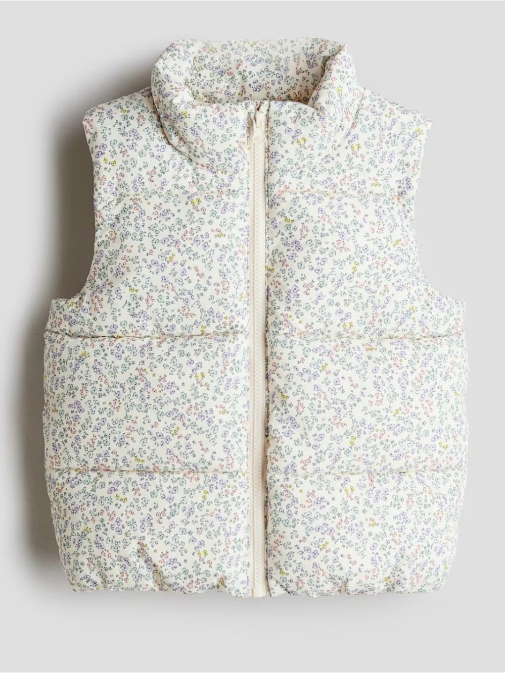 H&M Cream Floral Puffer Vest